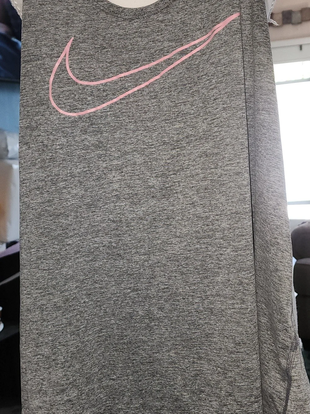 Nike Women's Heather Gray Midi Skirt with Pink Swoosh Sz Med